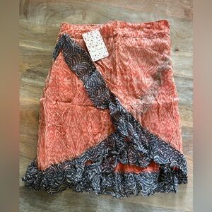 Free People Women’s Ruffle Skirt Orange & Blue Sz 0